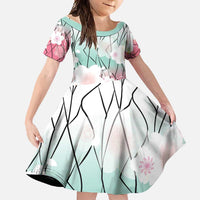 Japanese Kocho Pattern Family Matching Short Sleeve Bodycon Dress and Hawaiian Shirt Insect Pillar Butterfly Flower Fairy - Polynesian Pride