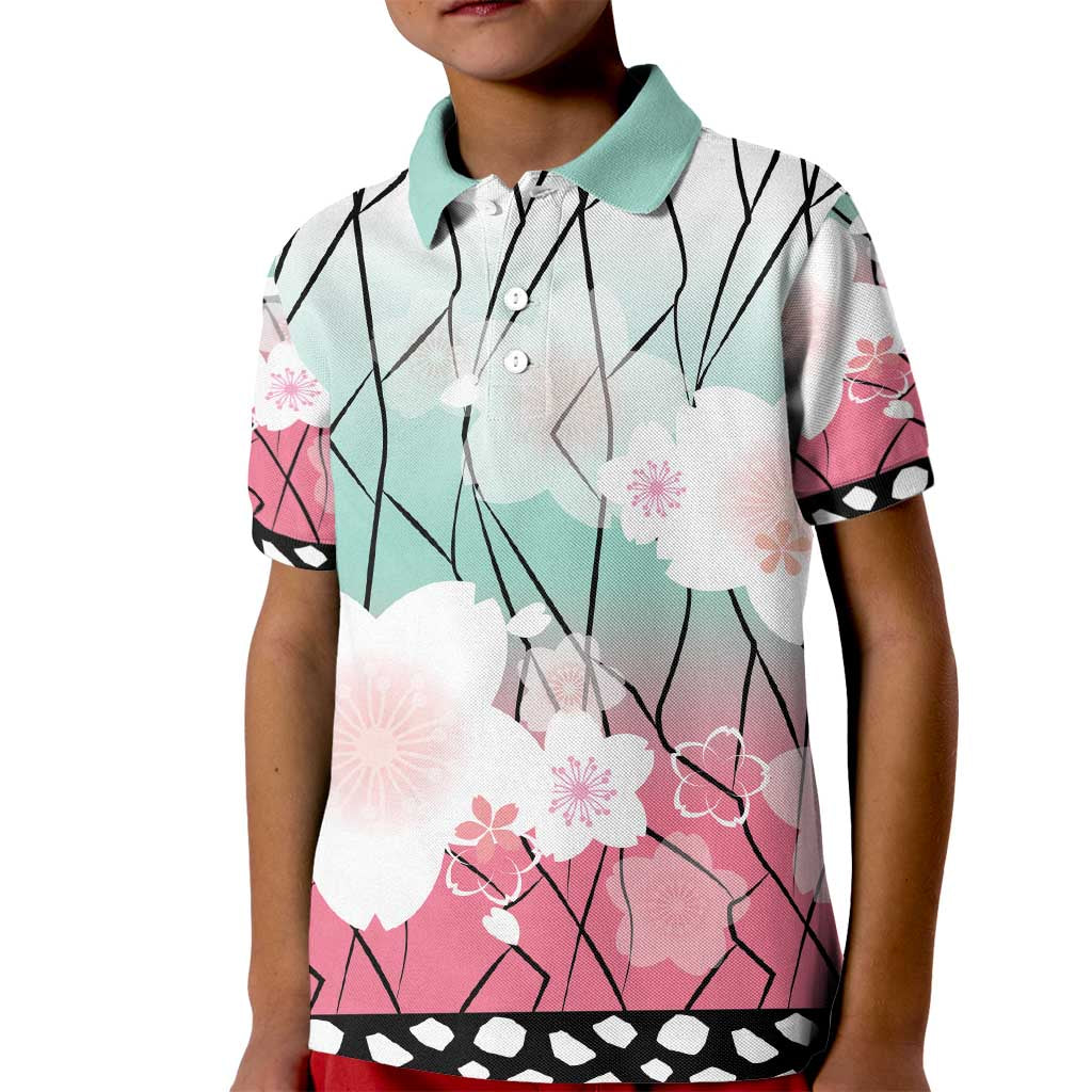Japanese Kocho Pattern Kid Polo Shirt Insect Pillar Butterfly Flower Fairy - Polynesian Pride