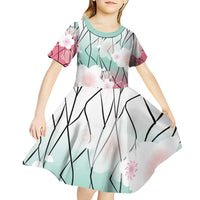 Japanese Kocho Pattern Kid Short Sleeve Dress Insect Pillar Butterfly Flower Fairy - Polynesian Pride