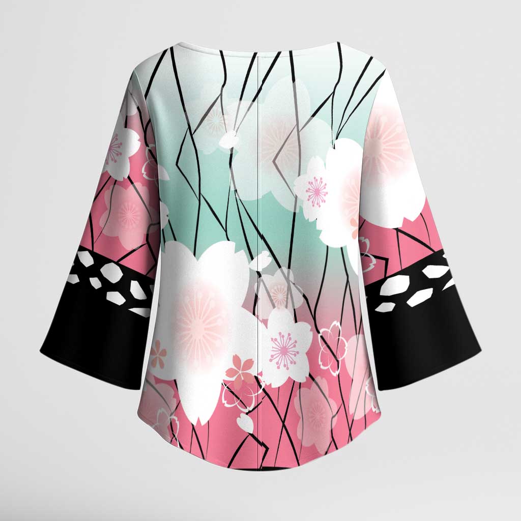 Japanese Kocho Pattern Kimono Sleeve Blouse Insect Pillar Butterfly Flower Fairy - Polynesian Pride