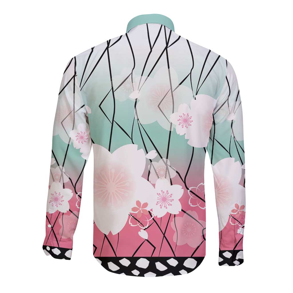 Japanese Kocho Pattern Long Sleeve Button Shirt Insect Pillar Butterfly Flower Fairy LT9 - Polynesian Pride