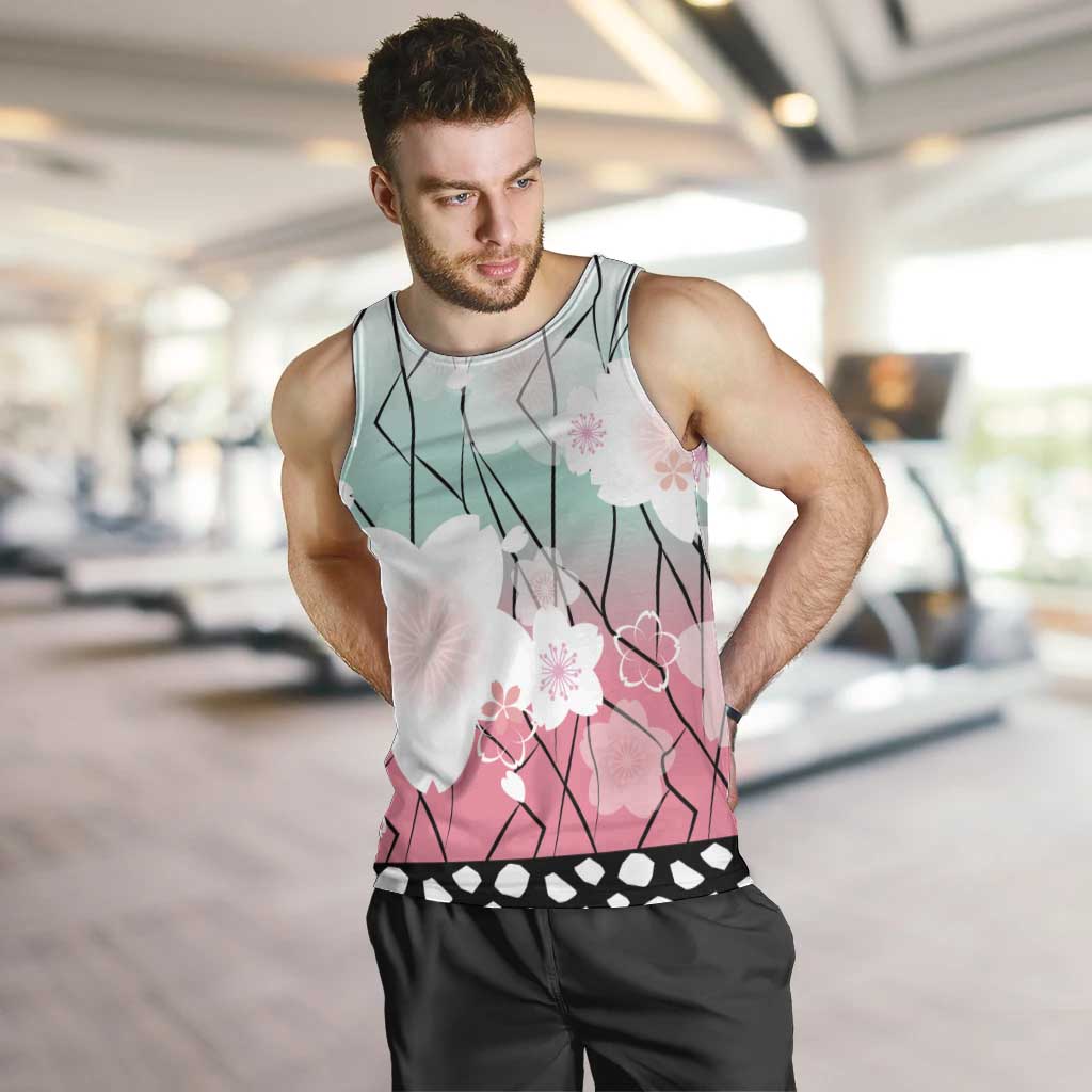 Japanese Kocho Pattern Men Tank Top Insect Pillar Butterfly Flower Fairy LT9 Pink - Polynesian Pride