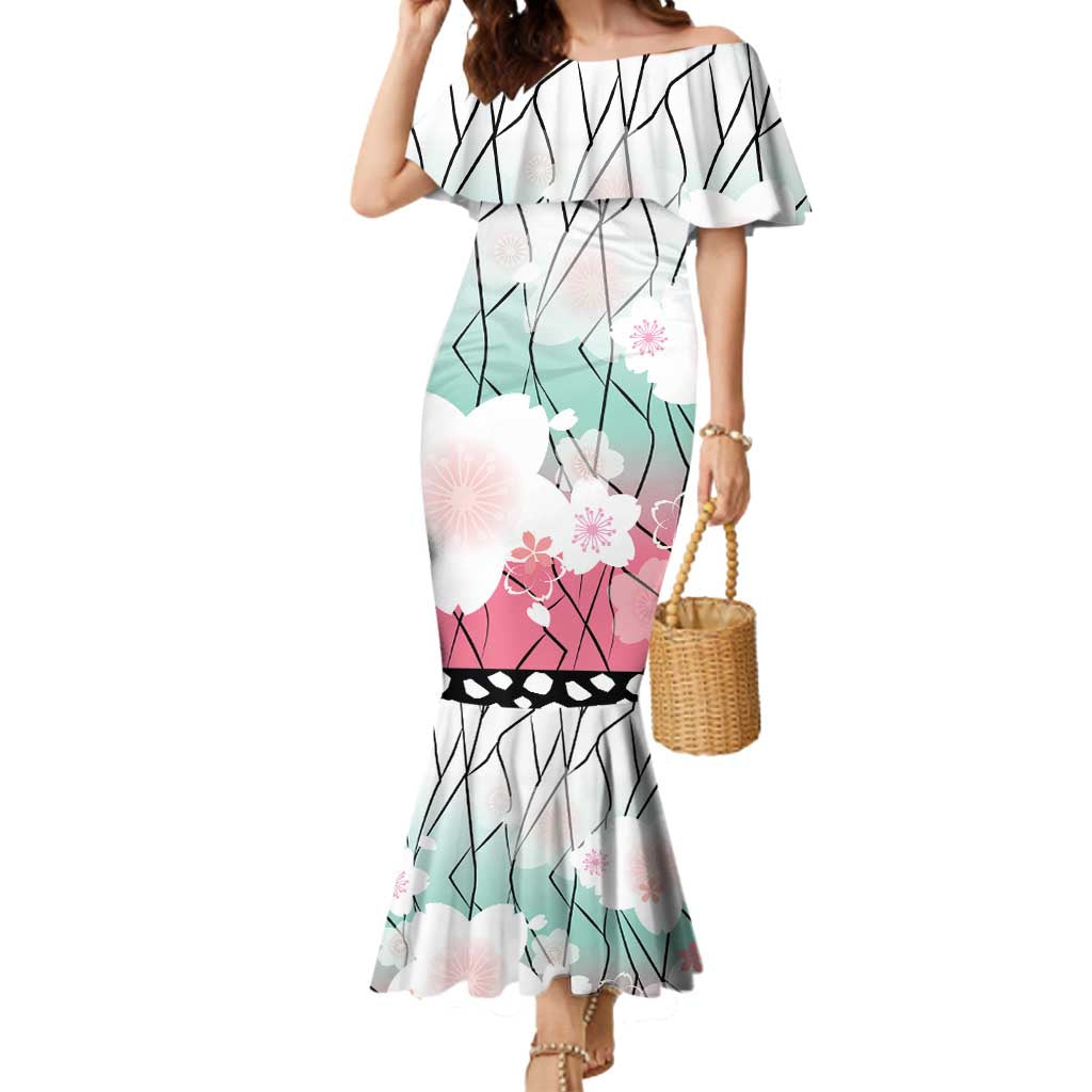 Japanese Kocho Pattern Mermaid Dress Insect Pillar Butterfly Flower Fairy - Polynesian Pride