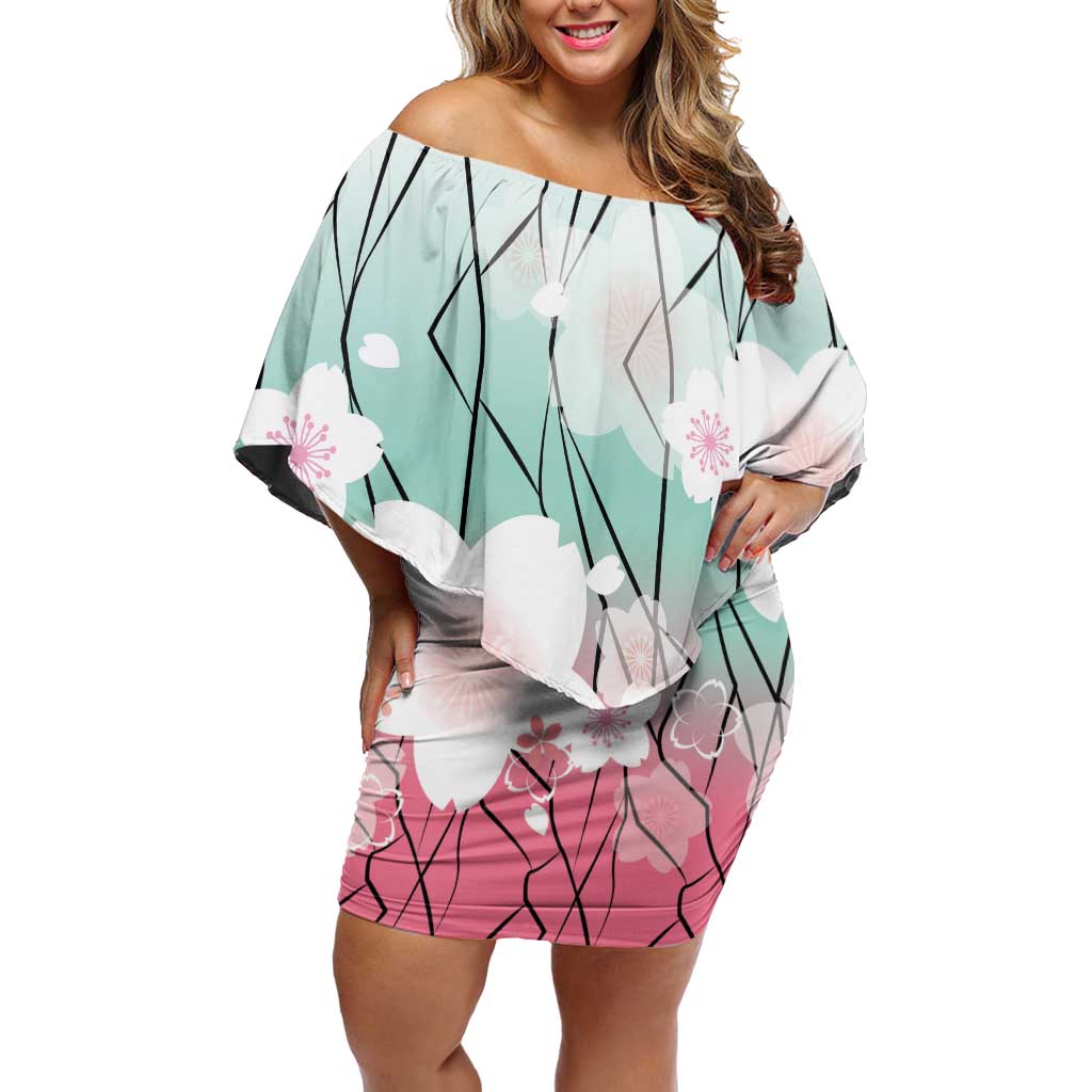 Japanese Kocho Pattern Off Shoulder Short Dress Insect Pillar Butterfly Flower Fairy - Polynesian Pride