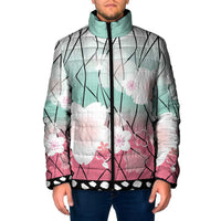 Japanese Kocho Pattern Padded Jacket Insect Pillar Butterfly Flower Fairy LT9 Men Pink - Polynesian Pride