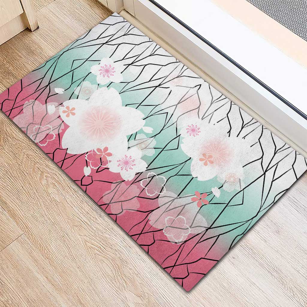 Japanese Kocho Pattern Rubber Doormat Insect Pillar Butterfly Flower Fairy - Polynesian Pride