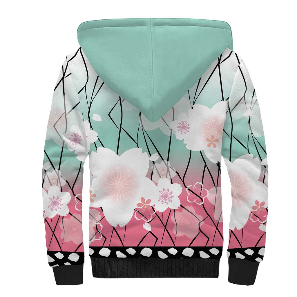 Japanese Kocho Pattern Sherpa Hoodie Insect Pillar Butterfly Flower Fairy LT9 - Polynesian Pride