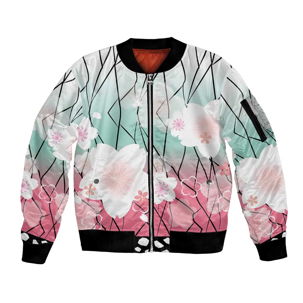 Japanese Kocho Pattern Sleeve Zip Bomber Jacket Insect Pillar Butterfly Flower Fairy - Polynesian Pride