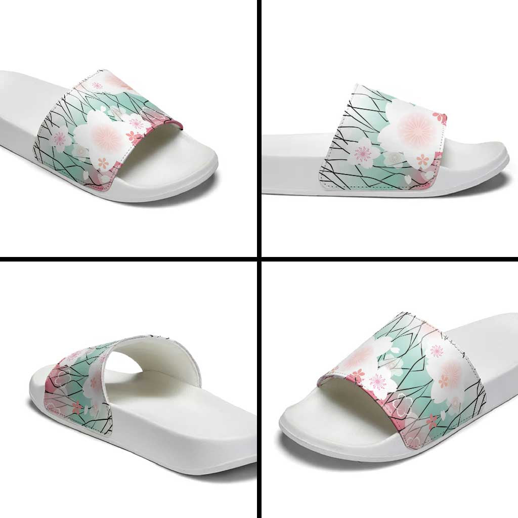 Japanese Kocho Pattern Slide Sandals Insect Pillar Butterfly Flower Fairy - Polynesian Pride