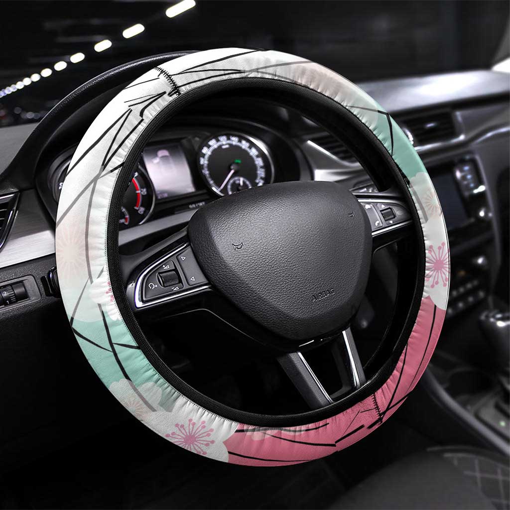 Japanese Kocho Pattern Steering Wheel Cover Insect Pillar Butterfly Flower Fairy LT9 Universal Fit Pink - Polynesian Pride