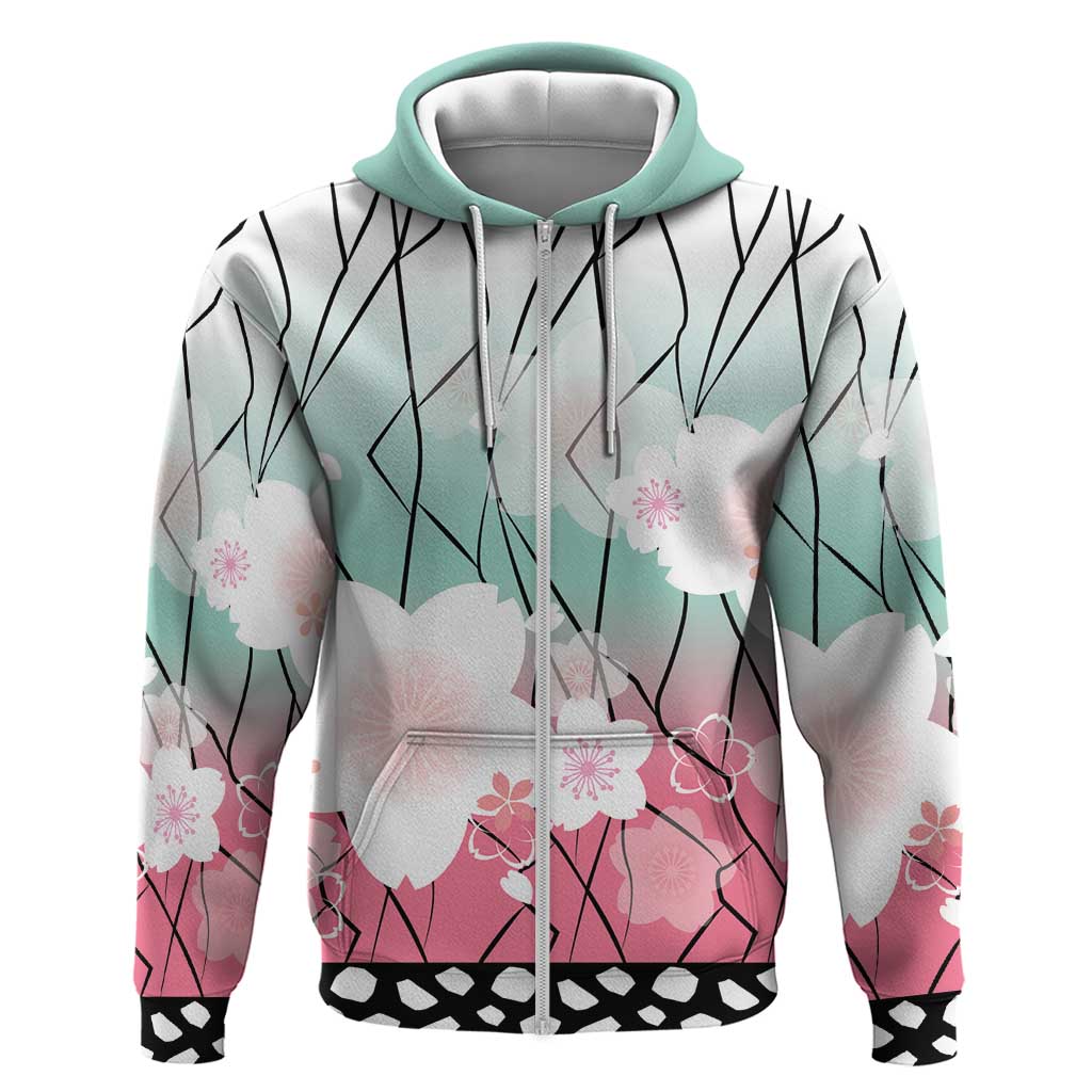 Japanese Kocho Pattern Zip Hoodie Insect Pillar Butterfly Flower Fairy - Polynesian Pride