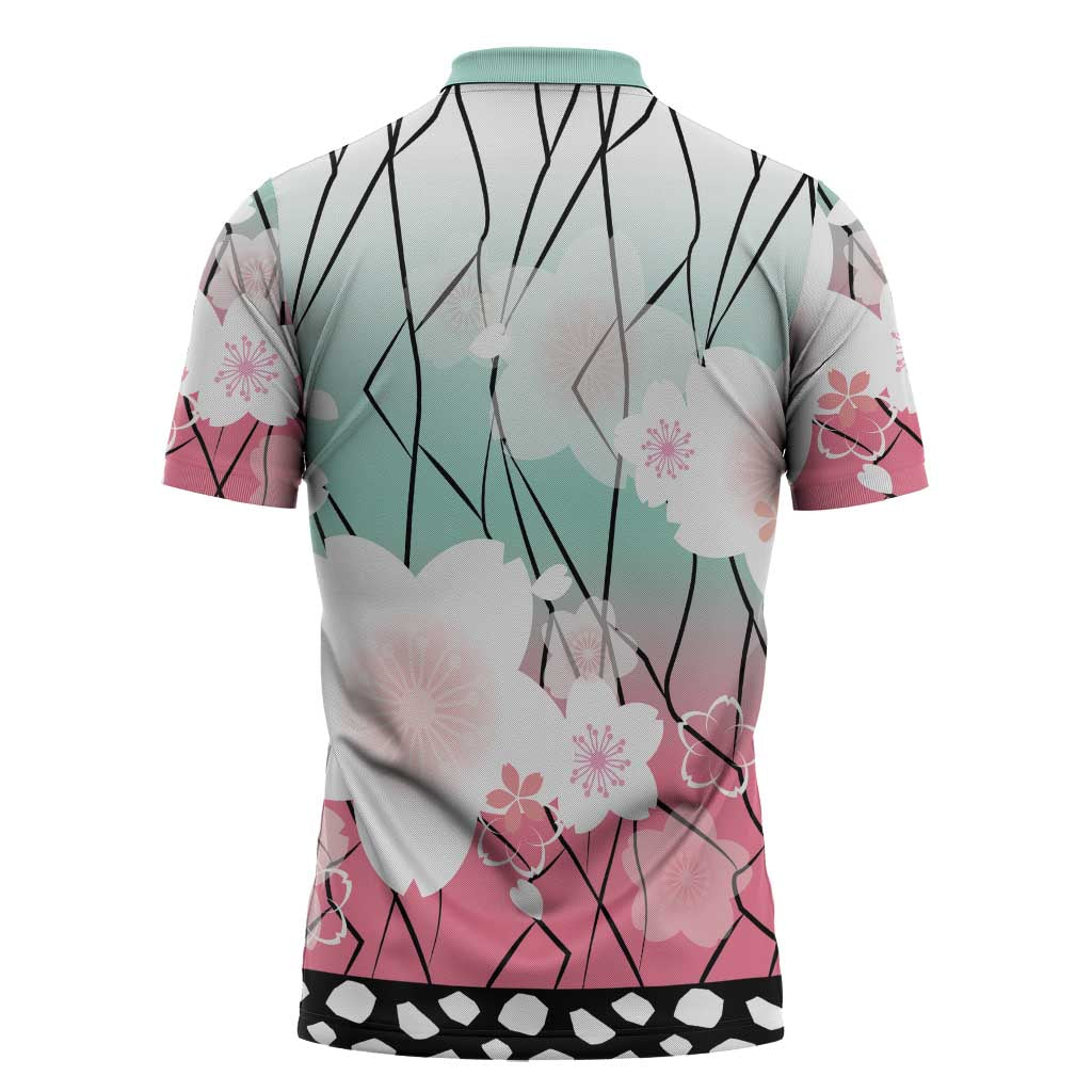 Japanese Kocho Pattern Zipper Polo Shirt Insect Pillar Butterfly Flower Fairy LT9 - Polynesian Pride