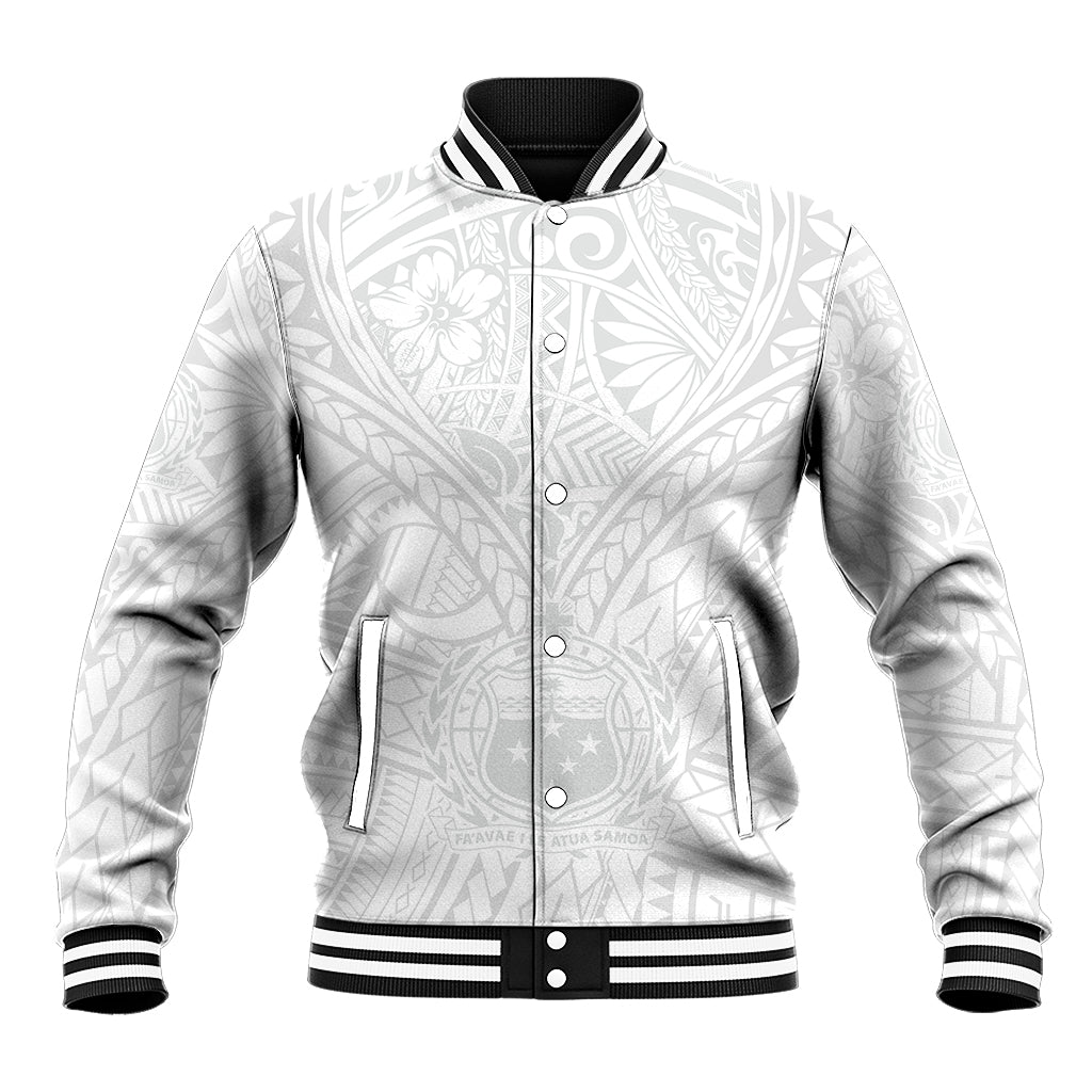 Samoa Lotu Tamaiti Baseball Jacket Polynesian White Sunday Simple LT9 Unisex White - Polynesian Pride