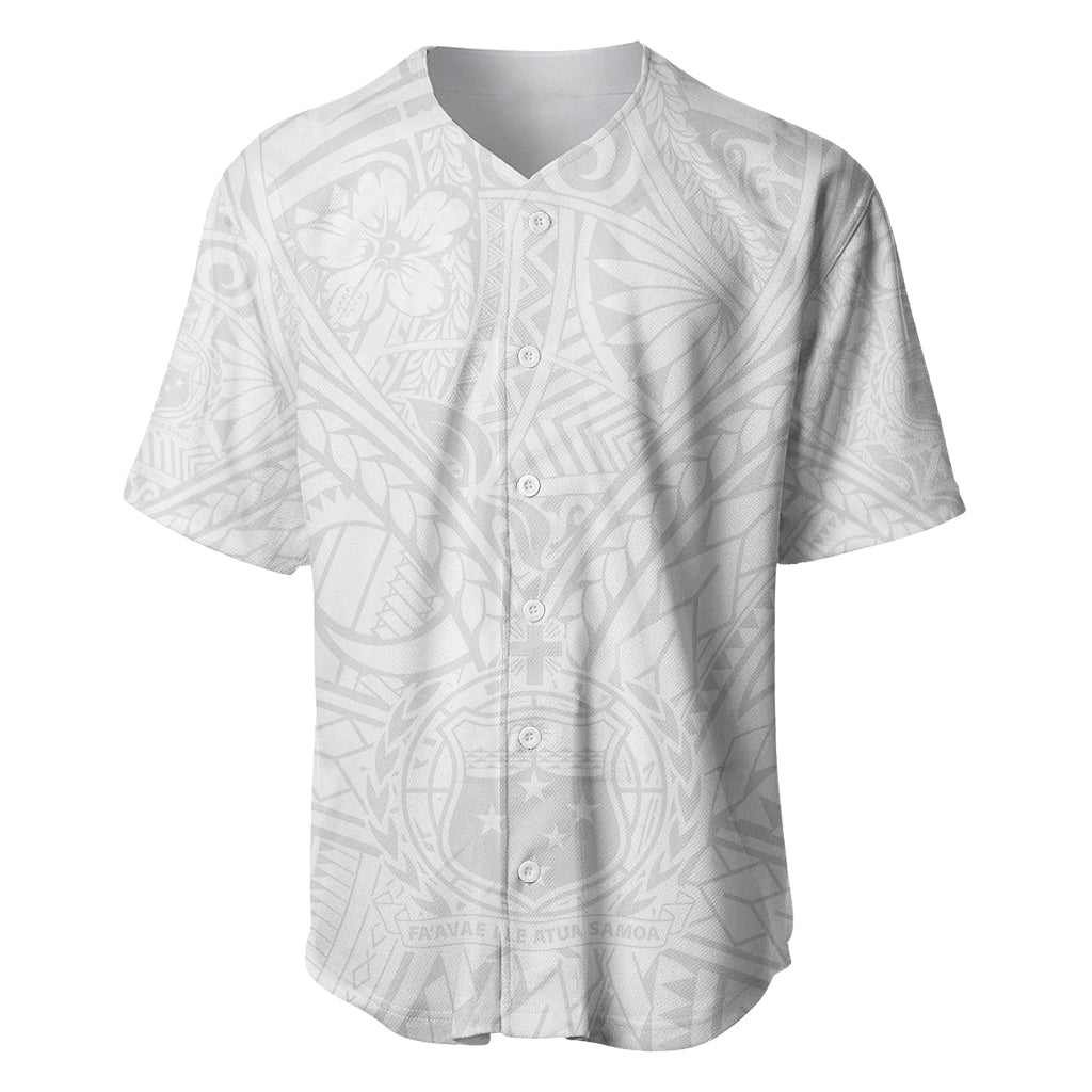 Samoa Lotu Tamaiti Baseball Jersey Polynesian White Sunday Simple LT9 White - Polynesian Pride