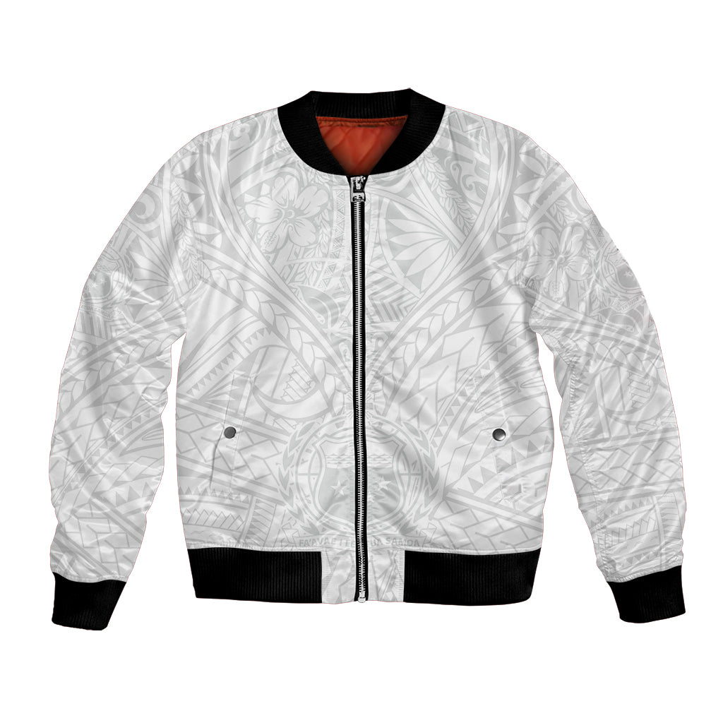 Samoa Lotu Tamaiti Bomber Jacket Polynesian White Sunday Simple LT9 Unisex White - Polynesian Pride