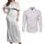 Samoa Lotu Tamaiti Couples Matching Off Shoulder Maxi Dress and Long Sleeve Button Shirts Polynesian White Sunday Simple LT9 White - Polynesian Pride