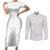 Samoa Lotu Tamaiti Couples Matching Short Sleeve Bodycon Dress and Long Sleeve Button Shirts Polynesian White Sunday Simple LT9 White - Polynesian Pride