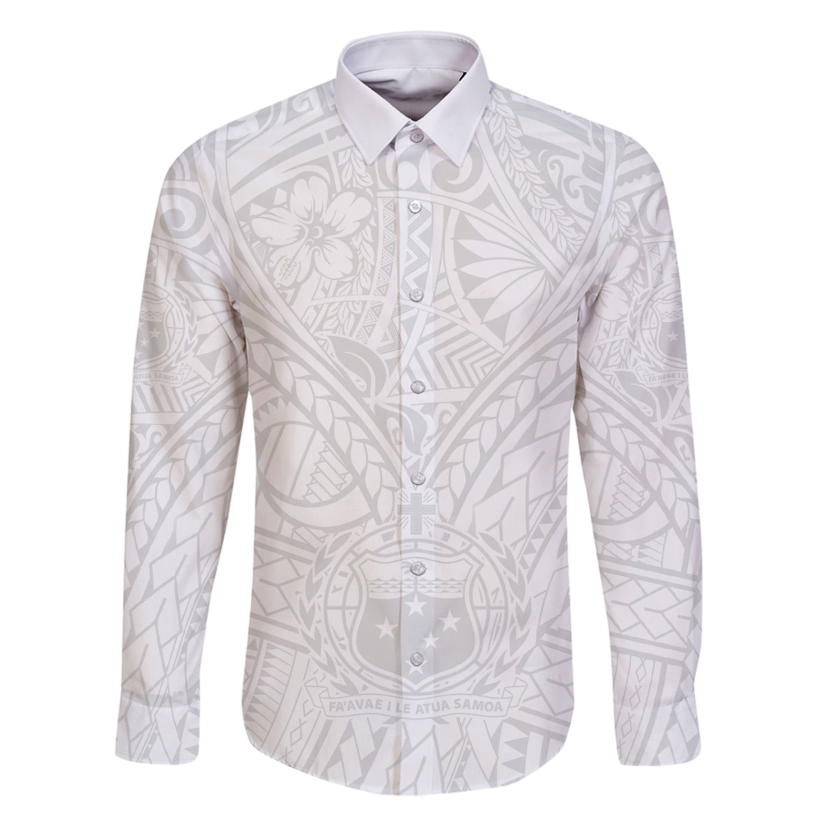 Samoa Lotu Tamaiti Family Matching Mermaid Dress and Hawaiian Shirt Polynesian White Sunday Simple LT9 Dad's Shirt - Long Sleeve White - Polynesian Pride