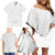 Samoa Lotu Tamaiti Family Matching Off Shoulder Short Dress and Hawaiian Shirt Polynesian White Sunday Simple LT9 - Polynesian Pride