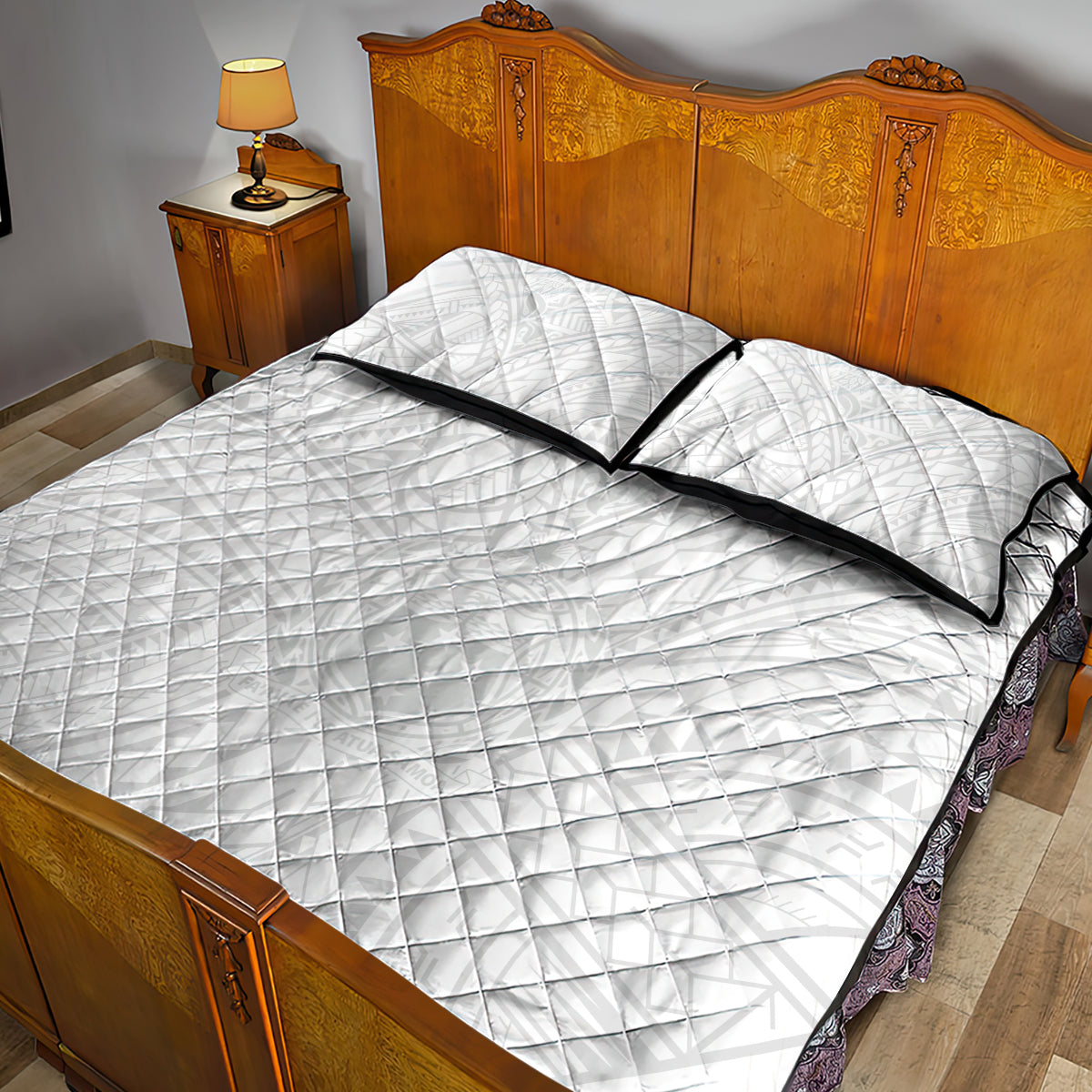 Samoa Lotu Tamaiti Quilt Bed Set Polynesian White Sunday Simple LT9 - Polynesian Pride