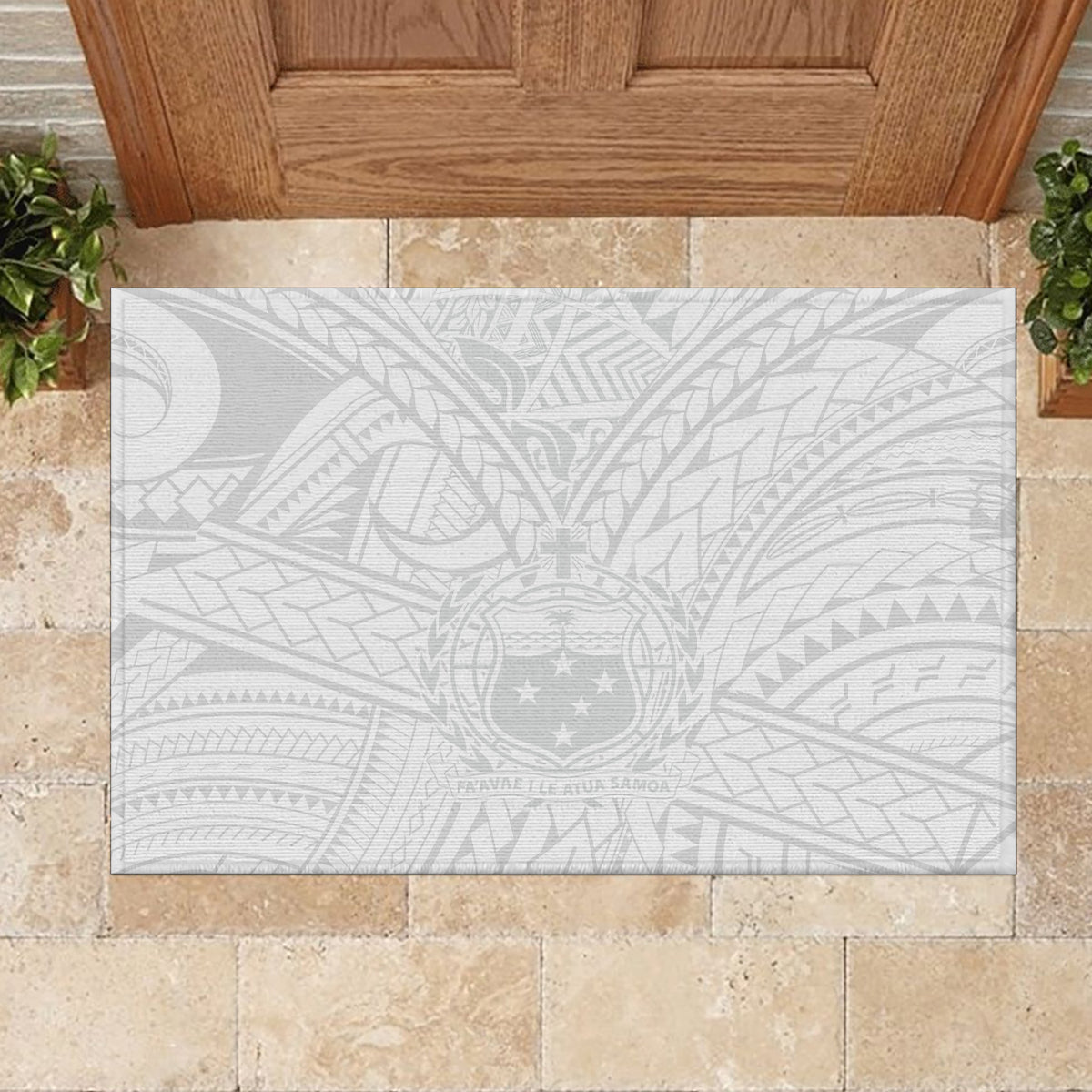 Samoa Lotu Tamaiti Rubber Doormat Polynesian White Sunday Simple LT9 - Polynesian Pride