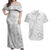 Samoa Lotu Tamait Couples Matching Off Shoulder Maxi Dress and Hawaiian Shirt Tropical Plant White Sunday With Polynesia Pattern LT9 White - Polynesian Pride