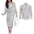 Samoa Lotu Tamait Couples Matching Off The Shoulder Long Sleeve Dress and Long Sleeve Button Shirts Tropical Plant White Sunday With Polynesia Pattern LT9 White - Polynesian Pride