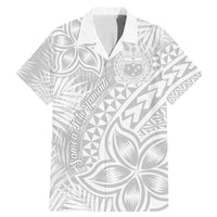 Samoa Lotu Tamait Family Matching Mermaid Dress and Hawaiian Shirt Tropical Plant White Sunday With Polynesia Pattern LT9 Dad's Shirt - Short Sleeve White - Polynesian Pride