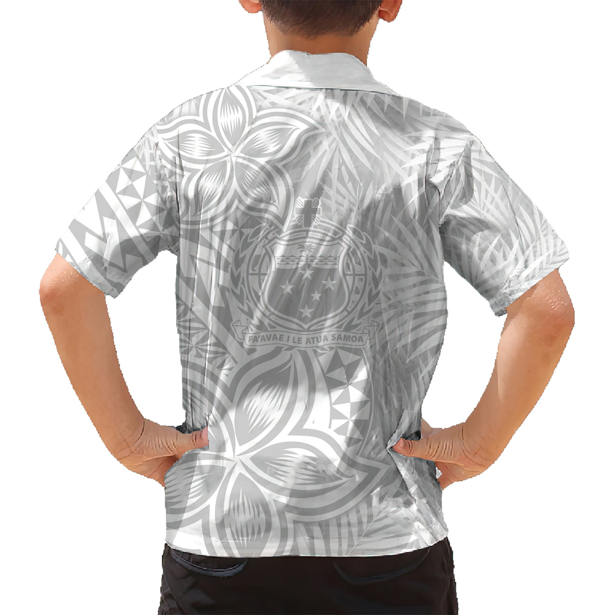 Samoa Lotu Tamait Family Matching Short Sleeve Bodycon Dress and Hawaiian Shirt Tropical Plant White Sunday With Polynesia Pattern LT9 - Polynesian Pride