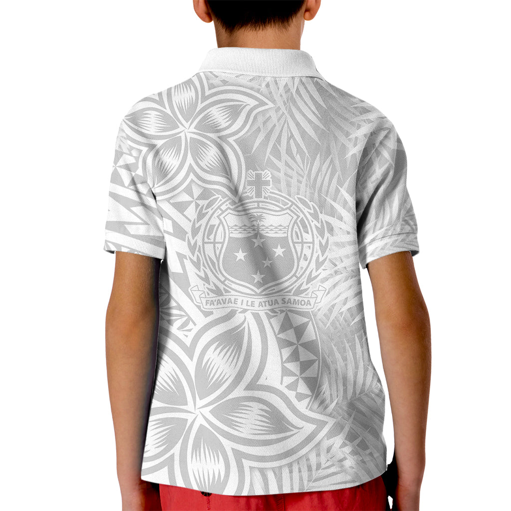 Samoa Lotu Tamait Kid Polo Shirt Tropical Plant White Sunday With Polynesia Pattern LT9 - Polynesian Pride