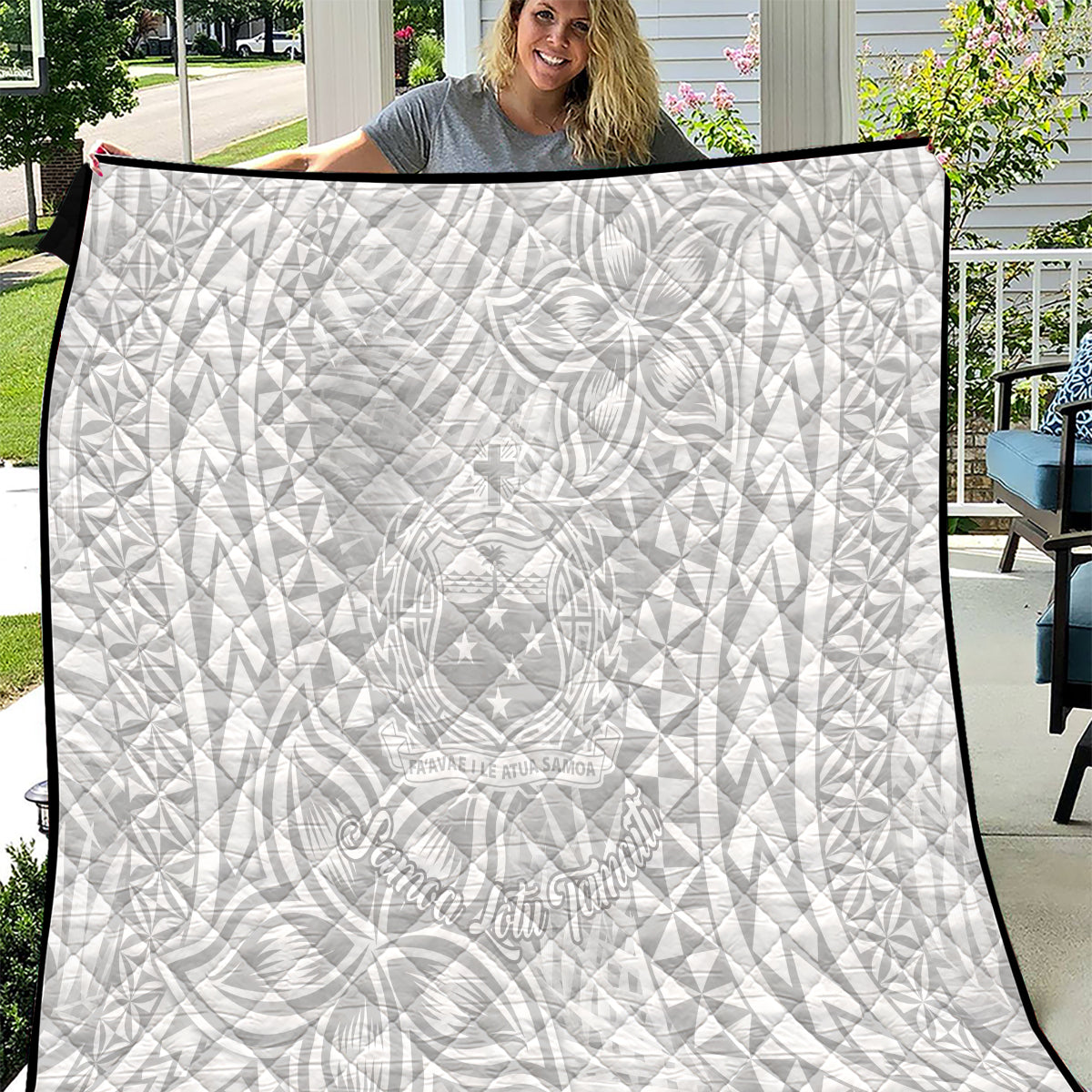 Samoa Lotu Tamait Quilt Tropical Plant White Sunday With Polynesia Pattern LT9 White - Polynesian Pride