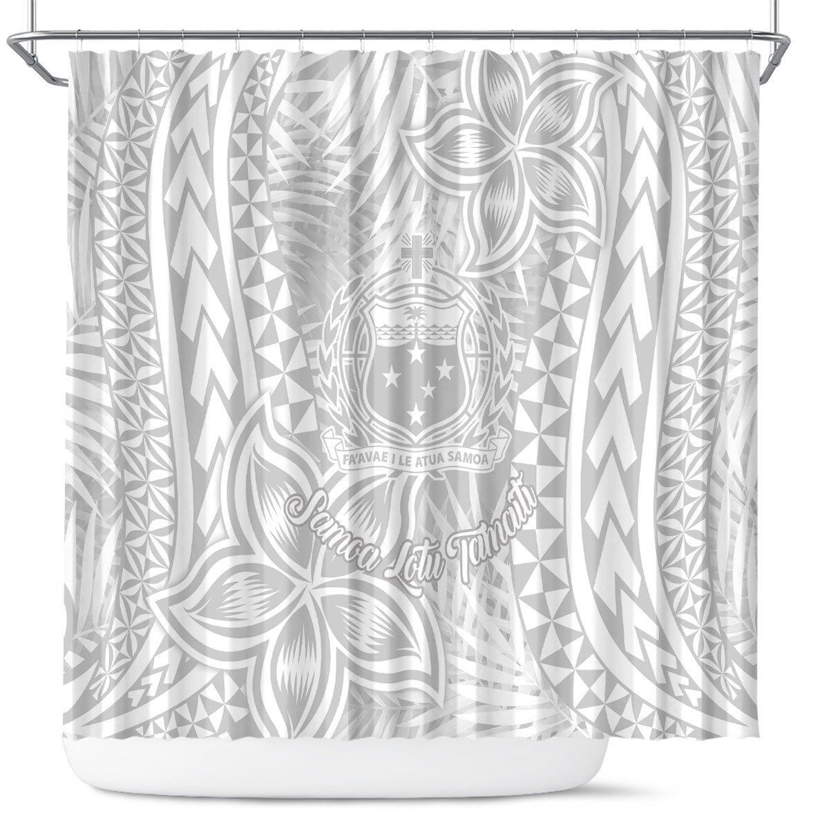 Samoa Lotu Tamait Shower Curtain Tropical Plant White Sunday With Polynesia Pattern LT9 White - Polynesian Pride