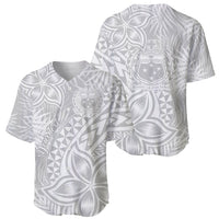 Personalised Samoa Lotu Tamait Baseball Jersey Tropical Plant White Sunday With Polynesia Pattern LT9 - Polynesian Pride