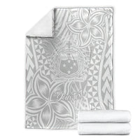 Personalised Samoa Lotu Tamait Blanket Tropical Plant White Sunday With Polynesia Pattern LT9 - Polynesian Pride