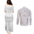 Personalised Samoa Lotu Tamait Couples Matching Puletasi Dress and Long Sleeve Button Shirts Tropical Plant White Sunday With Polynesia Pattern LT9 - Polynesian Pride