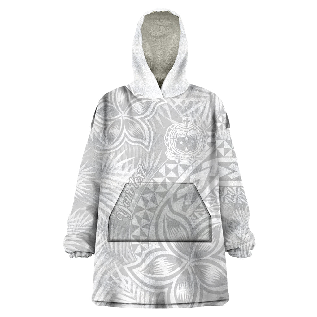 Personalised Samoa Lotu Tamait Wearable Blanket Hoodie Tropical Plant White Sunday With Polynesia Pattern LT9 One Size White - Polynesian Pride