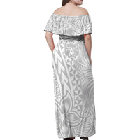 Personalised Tonga White Sunday Family Matching Off Shoulder Maxi Dress and Hawaiian Shirt Tropical Plant With Polynesian Pattern LT9 - Polynesian Pride