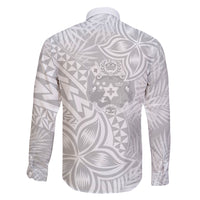 Personalised Tonga White Sunday Family Matching Tank Maxi Dress and Hawaiian Shirt Tropical Plant With Polynesian Pattern LT9 - Polynesian Pride