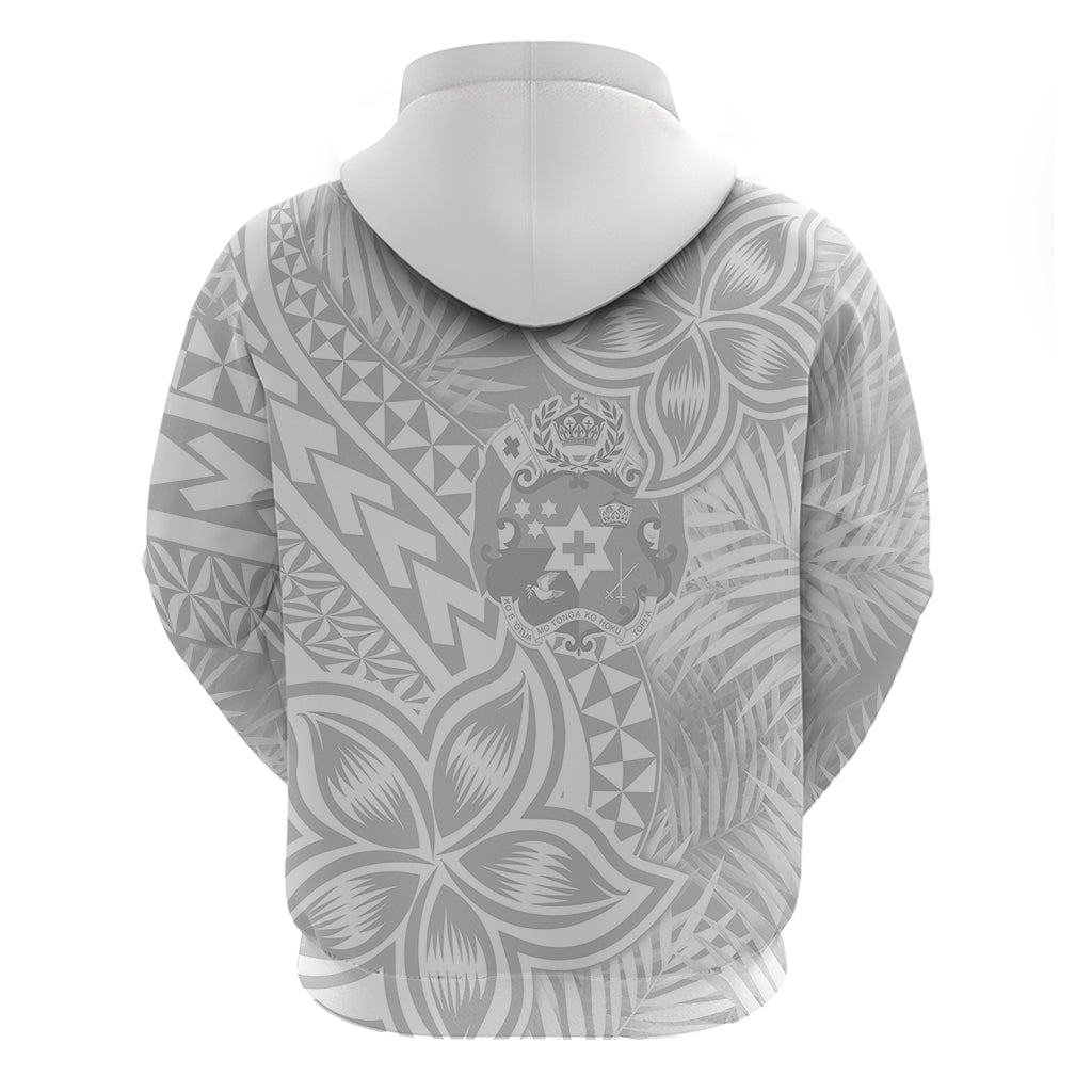 Personalised Tonga White Sunday Hoodie Tropical Plant With Polynesian Pattern LT9 - Polynesian Pride