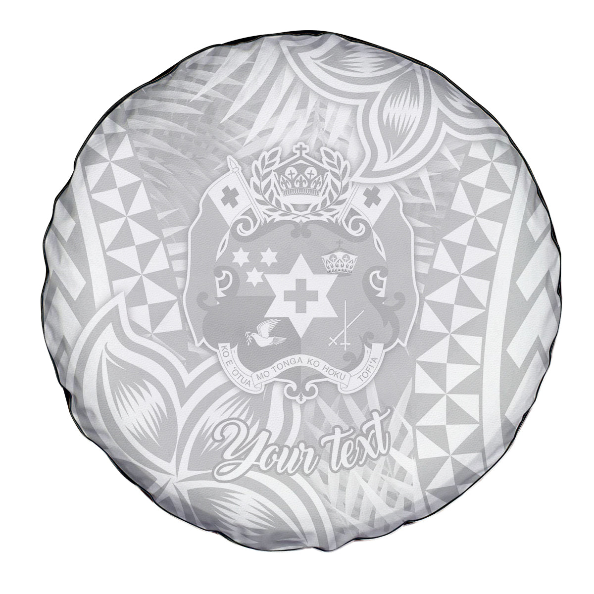 Personalised Tonga White Sunday Spare Tire Cover Tropical Plant With Polynesian Pattern LT9 White - Polynesian Pride