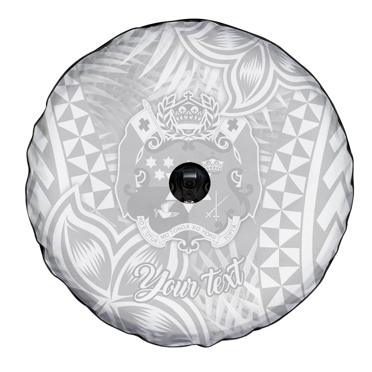 Personalised Tonga White Sunday Spare Tire Cover Tropical Plant With Polynesian Pattern LT9 - Polynesian Pride