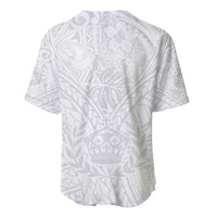 Tonga White Sunday Baseball Jersey Polynesian Plumeria Tribal Simple LT9 - Polynesian Pride
