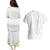 Tonga White Sunday Couples Matching Puletasi Dress and Hawaiian Shirt Polynesian Plumeria Tribal Simple LT9 - Polynesian Pride