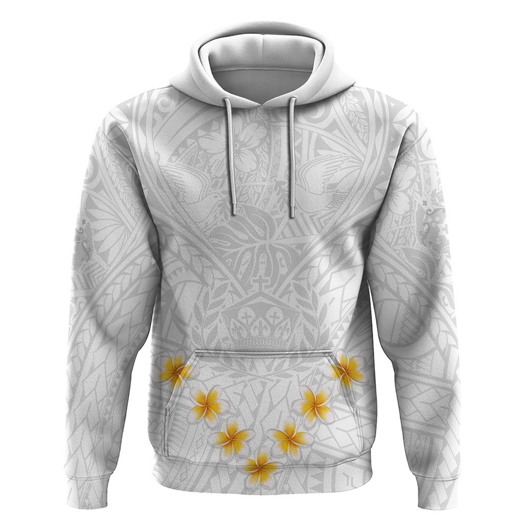 Tonga White Sunday Hoodie Polynesian Plumeria Tribal Simple LT9 White - Polynesian Pride