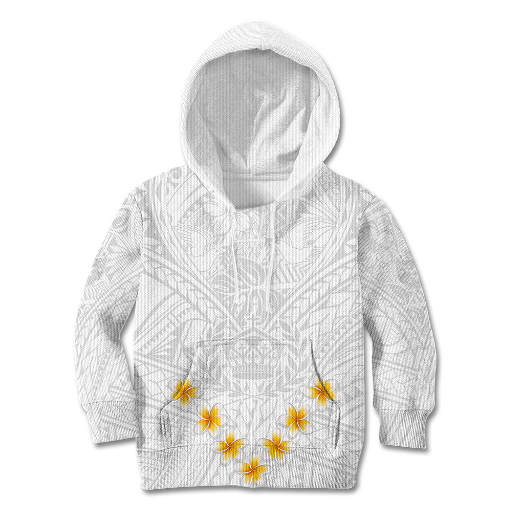 Tonga White Sunday Kid Hoodie Polynesian Plumeria Tribal Simple LT9 Hoodie White - Polynesian Pride