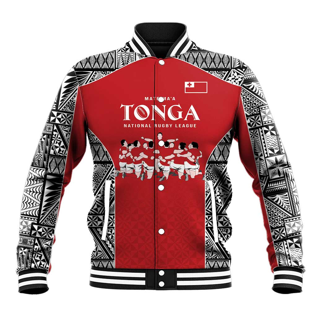Custom Tonga Rugby Mate Ma'a Baseball Jacket Tonga XIII Make History Pacific Champions LT9 Unisex Red - Polynesian Pride
