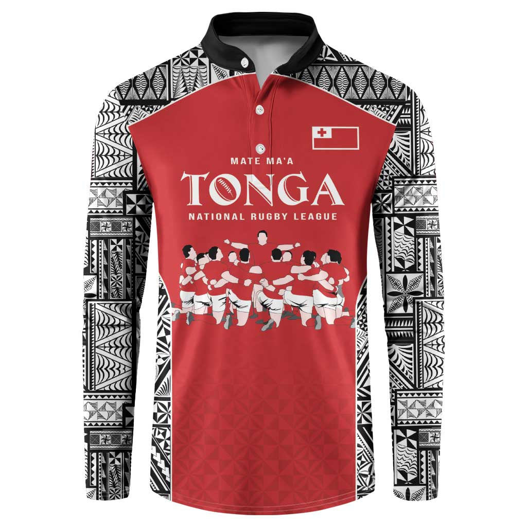 Custom Tonga Rugby Mate Ma'a Button Sweatshirt Tonga XIII Make History Pacific Champions LT9 Red - Polynesian Pride