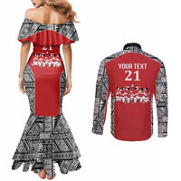 Custom Tonga Rugby Mate Ma'a Couples Matching Mermaid Dress and Long Sleeve Button Shirt Tonga XIII Make History Pacific Champions LT9 - Polynesian Pride
