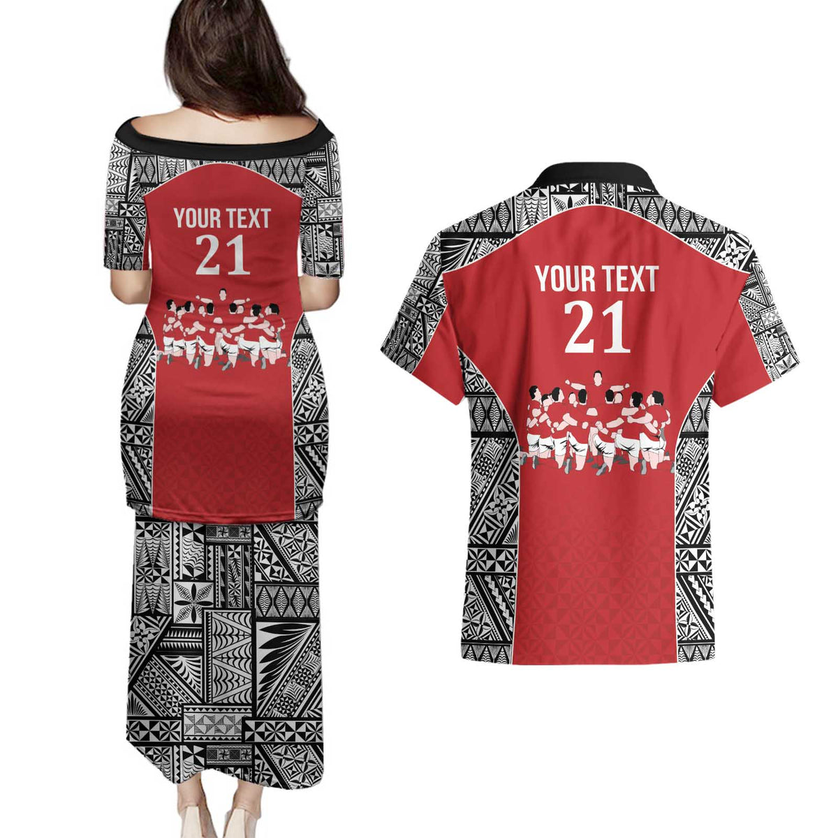 Custom Tonga Rugby Mate Ma'a Couples Matching Puletasi and Hawaiian Shirt Tonga XIII Make History Pacific Champions LT9 - Polynesian Pride