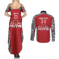 Custom Tonga Rugby Mate Ma'a Couples Matching Summer Maxi Dress and Long Sleeve Button Shirt Tonga XIII Make History Pacific Champions LT9 - Polynesian Pride